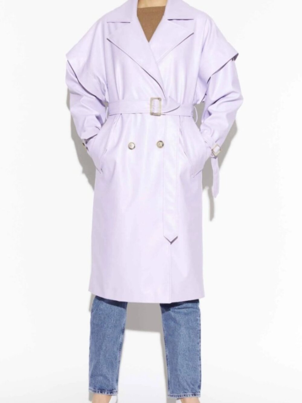 Apparis Natalia Vegan Leather Mid-Length Trench Coat New Medium